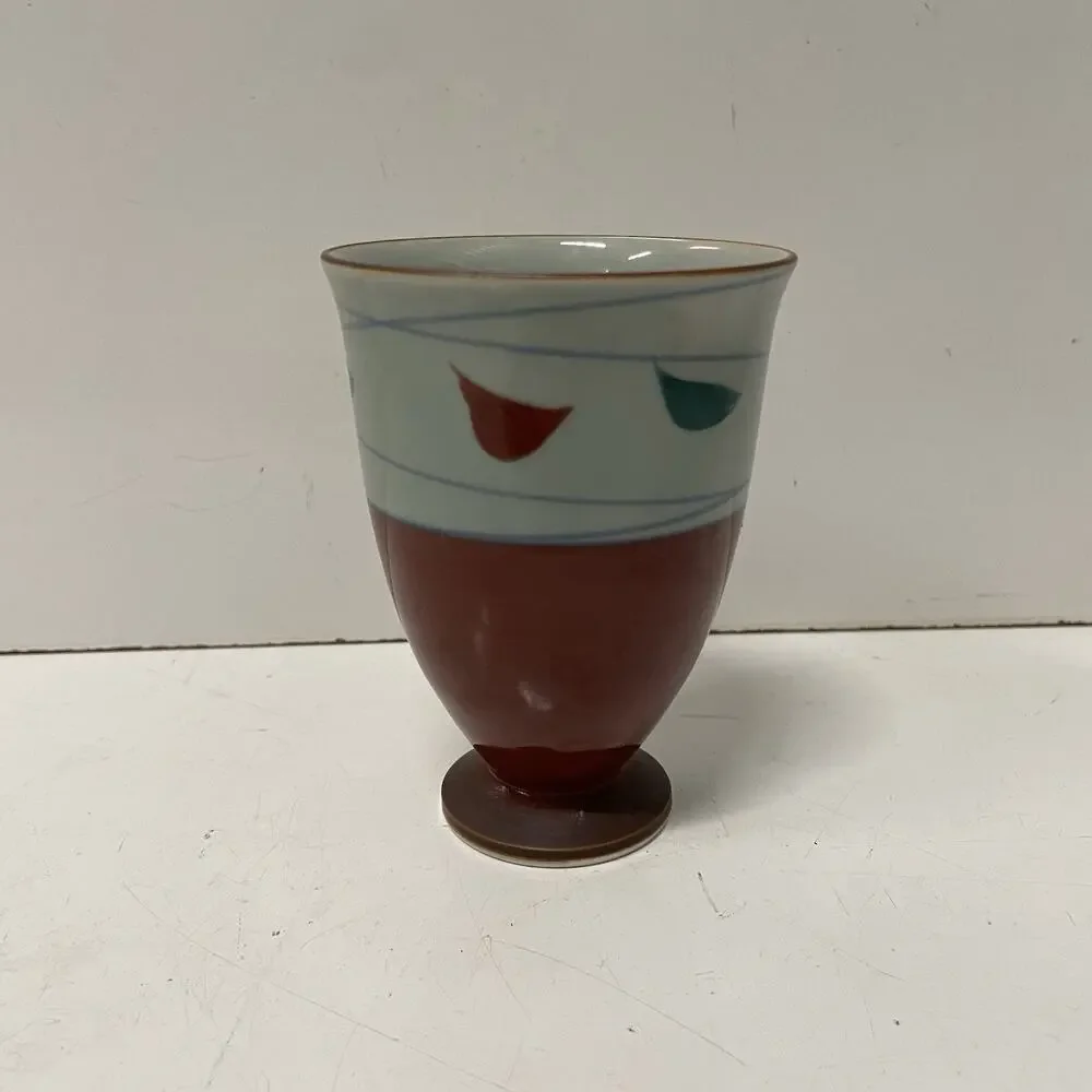 Vintage Japanese Arita Ware Tea Cup Hand Painted Sake RARE Abstract